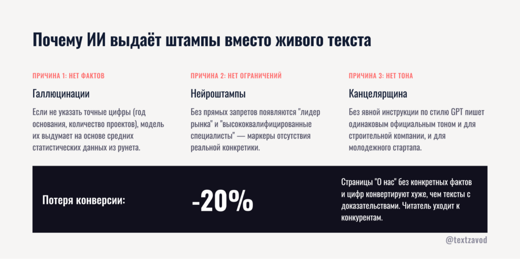 Почему ИИ выдаёт штампы вместо живого текста