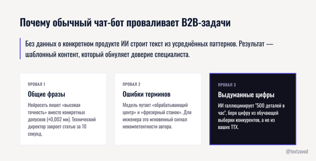 Почему обычный чат-бот проваливает B2B-задачи