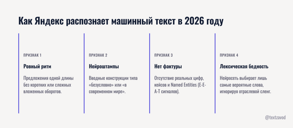 Как Яндекс распознает машинный текст в 2026 году