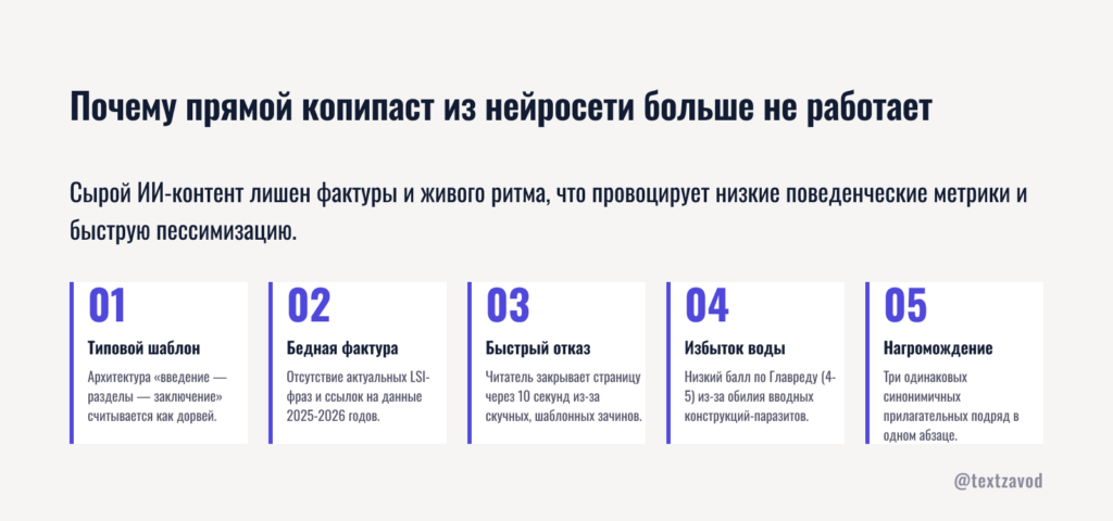 Почему прямой копипаст из нейросети больше не работает