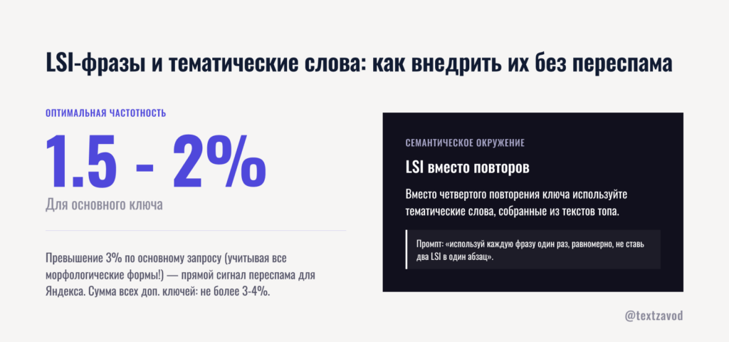 LSI-фразы и тематические слова: как внедрить их без переспама