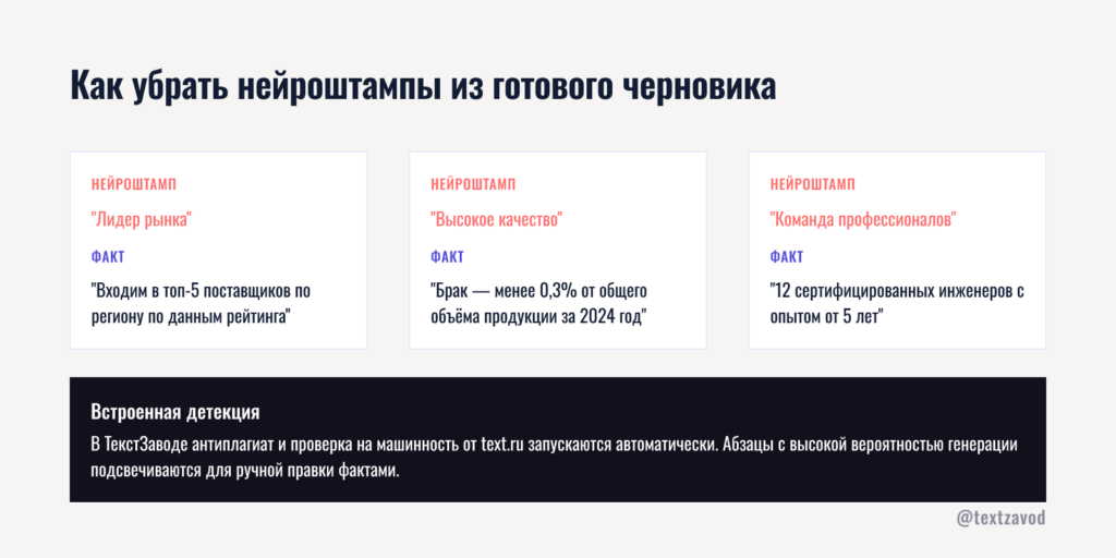 Как убрать нейроштампы из готового черновика