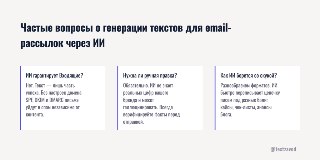 Частые вопросы о генерации текстов для email-рассылок через ИИ