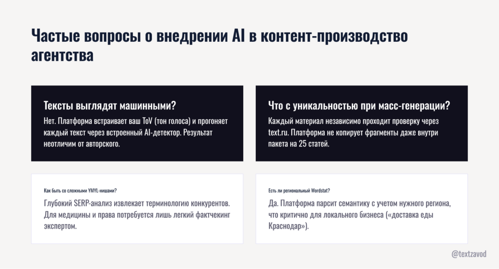 Частые вопросы о внедрении AI в контент-производство агентства