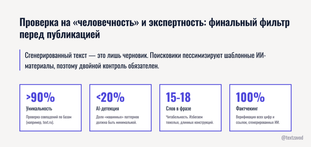 Проверка на «человечность» и экспертность: финальный фильтр перед публикацией