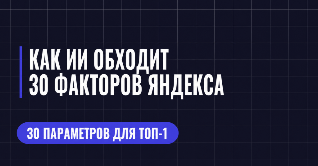 КАК ИИ ОБХОДИТ
30 ФАКТОРОВ ЯНДЕКСА