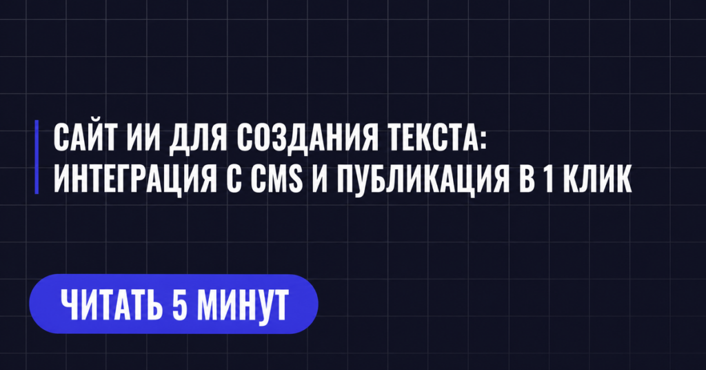 САЙТ ИИ ДЛЯ СОЗДАНИЯ ТЕКСТА:
ИНТЕГРАЦИЯ С CMS И ПУБЛИКАЦИЯ В 1 КЛИК