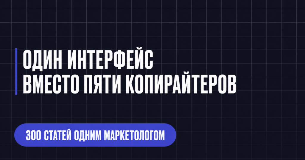 ОДИН ИНТЕРФЕИС
ВМЕСТО ПЯТИ КОПИРАЙТЕРОВ
