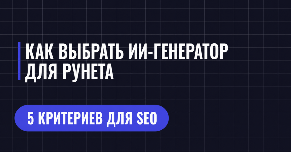 КАК ВЫБРАТЬ ИИ-ГЕНЕРАТОР
ДЛЯ РУНЕТА