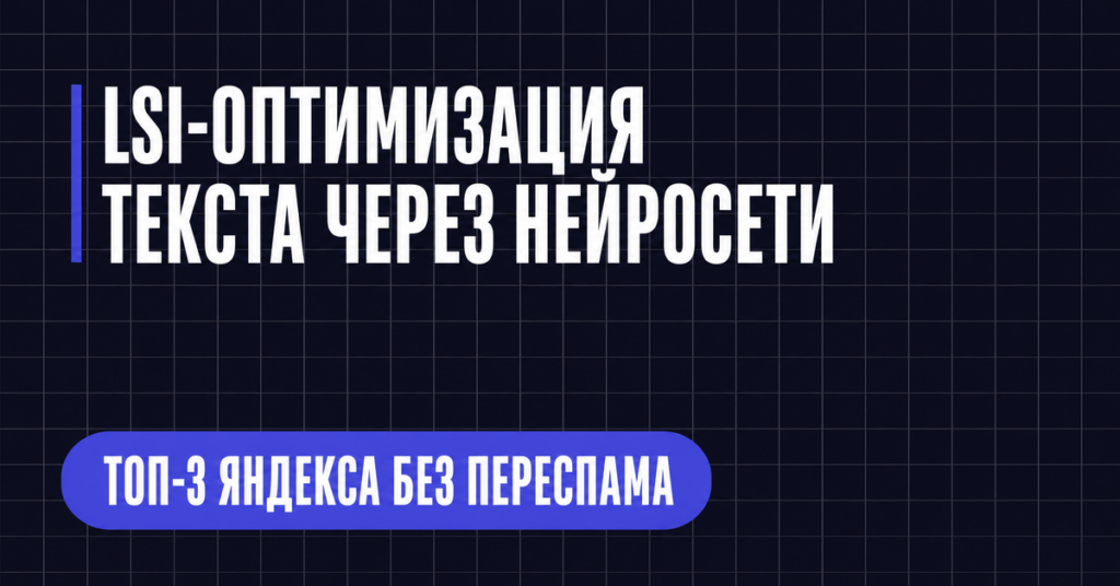 LSI-ОПТИМИЗАЦИЯ
ТЕКСТА ЧЕРЕЗ НЕЙРОСЕТИ