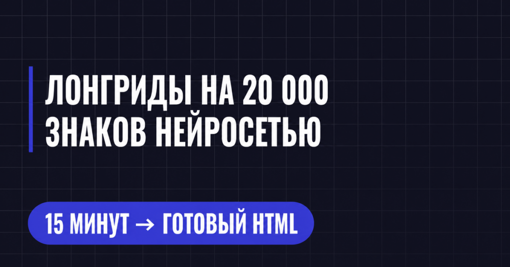 ЛОНГРИДЫ НА 20 000
ЗНАКОВ НЕЙРОСЕТЬЮ
