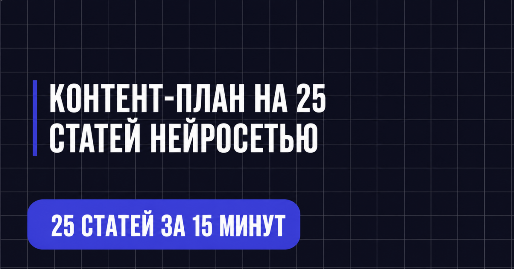 КОНТЕНТ-ПЛАН НА 25
СТАТЕЙ НЕЙРОСЕТЬЮ