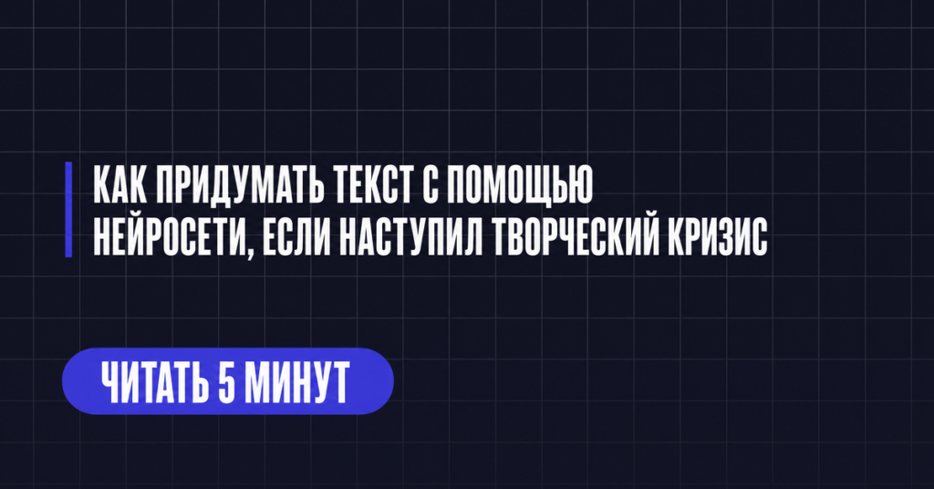 КАК ПРИДУМАТЬ ТЕКСТ С ПОМОЩЬЮ НЕЙРОСЕТИ, ЕСЛИ НАСТУПИЛ ТВОРЧЕСКИЙ КРИЗИС