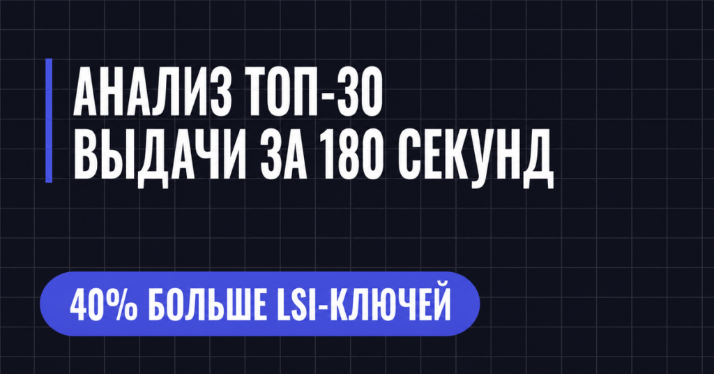АНАЛИЗ ТОП-30
ВЫДАЧИ ЗА 180 СЕКУНД