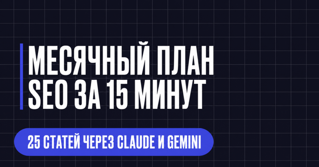 МЕСЯЧНЫЙ ПЛАН
SEO ЗА 15 МИНУТ