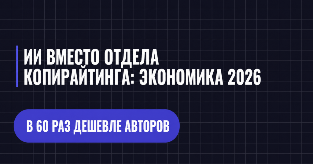 ИИ ВМЕСТО ОТДЕЛА
КОПИРАЙТИНГА: ЭКОНОМИКА 2026