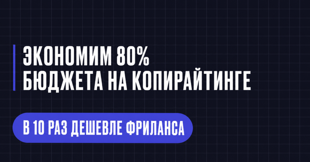 ЭКОНОМИМ 80%
БЮДЖЕТА НА КОПИРАЙТИНГЕ