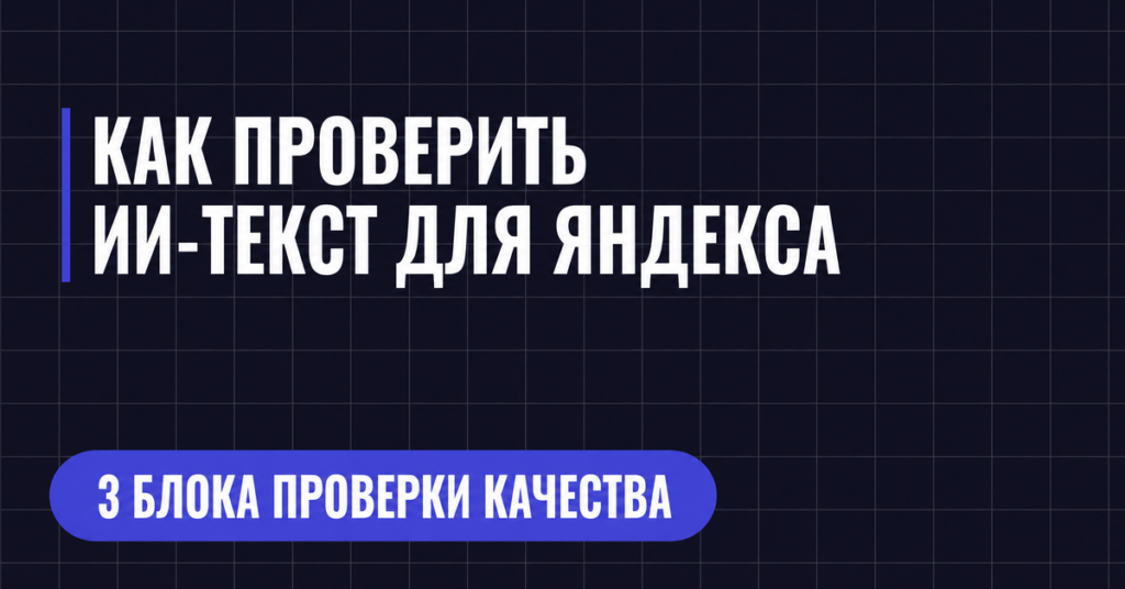 КАК ПРОВЕРИТЬ
ИИ-ТЕКСТ ДЛЯ ЯНДЕКСА