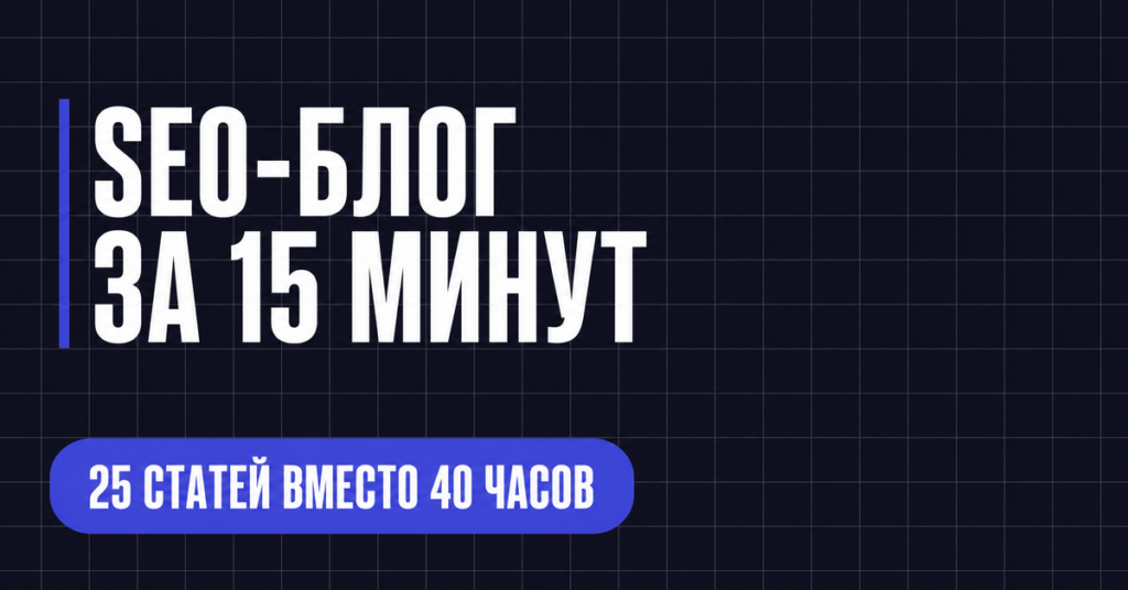 SEO-БЛОГ
ЗА 15 МИНУТ