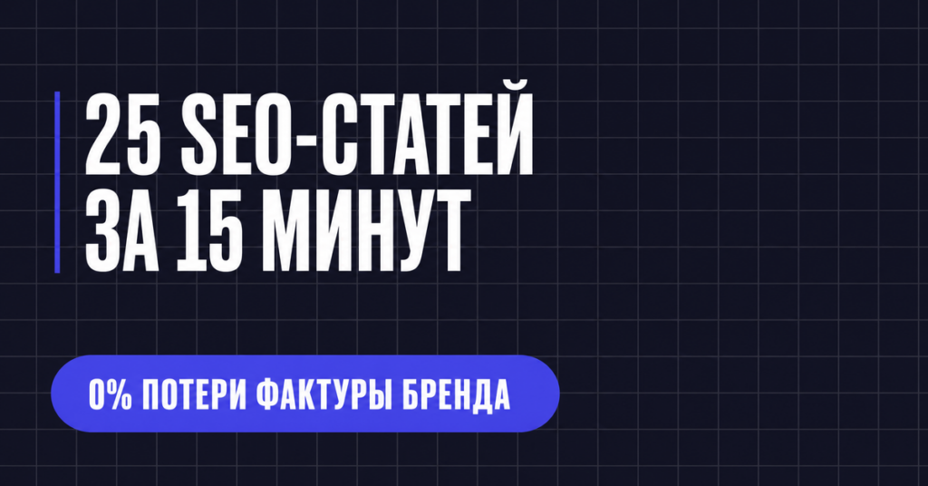 25 SEO-СТАТЕЙ
ЗА 15 МИНУТ
