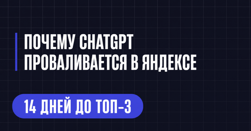 ПОЧЕМУ CHATGPT
ПРОВАЛИВАЕТСЯ В ЯНДЕКСЕ