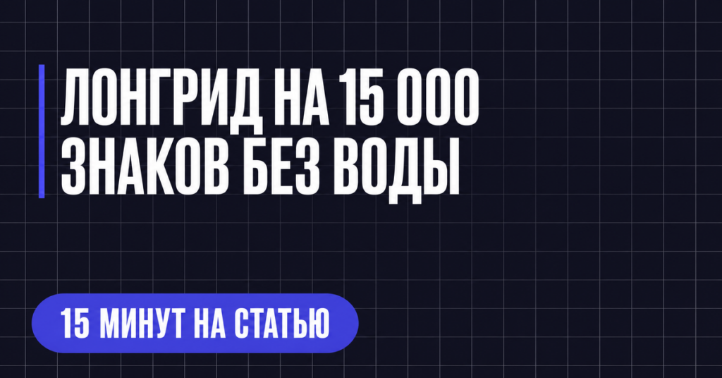 ЛОНГРИД НА 15 000
ЗНАКОВ БЕЗ ВОДЫ