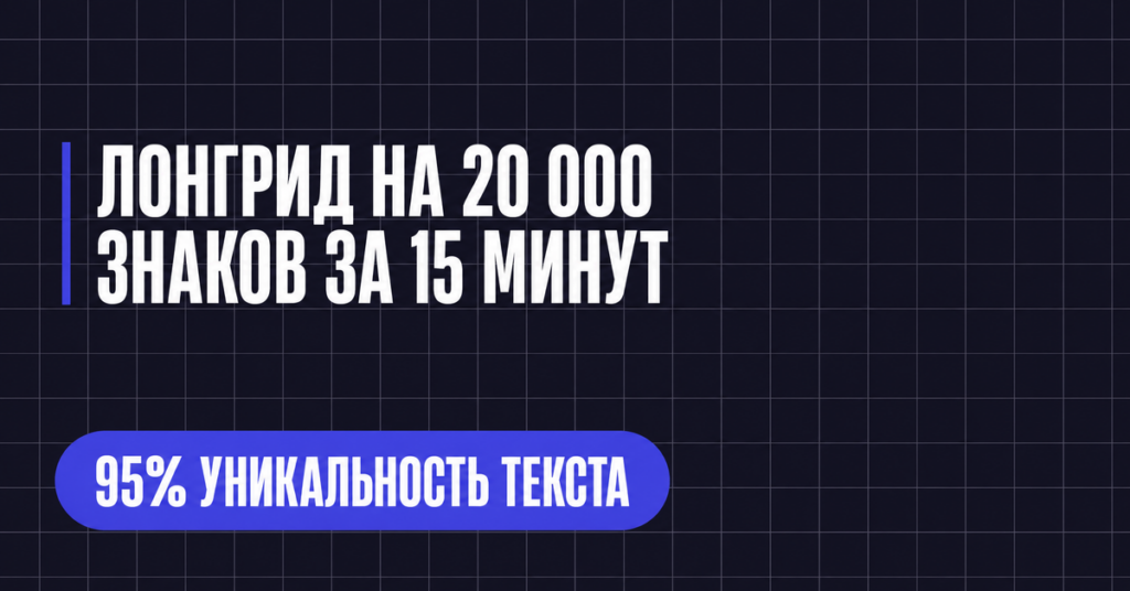 ЛОНГРИД НА 20 000
ЗНАКОВ ЗА 15 МИНУТ
