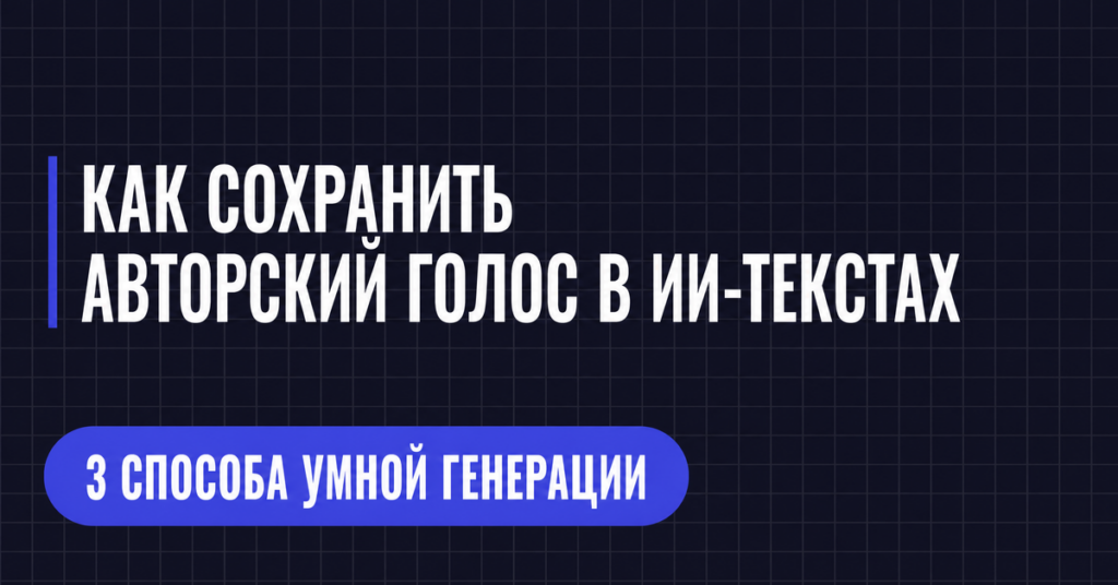 КАК СОХРАНИТЬ
АВТОРСКИЙ ГОЛОС В ИИ-ТЕКСТАХ
